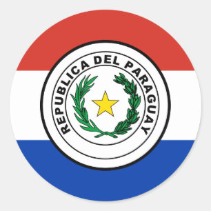 Paraguayische Flagge & Siegel, Flagge Paraguays Runder Aufkleber