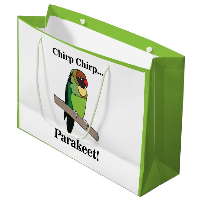 Parakeet Bird Lovers Große Geschenktüte (Vorderseite Schrägansicht)
