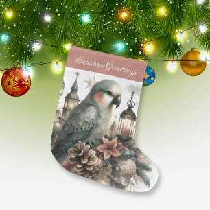 Parakeet Lanterns Froher Festtage Großer Weihnachtsstrumpf