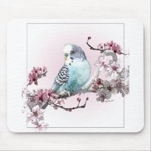 Parakeet-und Kirschblüten-Mausunterlage Mousepad