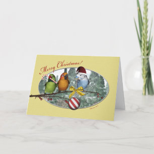 Parakeet Vögel mit Ornamenten Weihnachtskarte Feiertagskarte