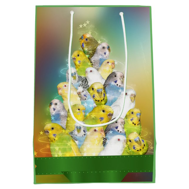 Parakeet-Weihnachten Mittlere Geschenktüte (Rückseite)