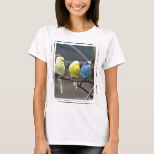 Parakeets Budgies helle bunte Vögel Papageien- T-Shirt