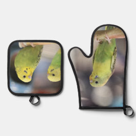 Parakeets Ofenhandschuh & Topflappen-Set