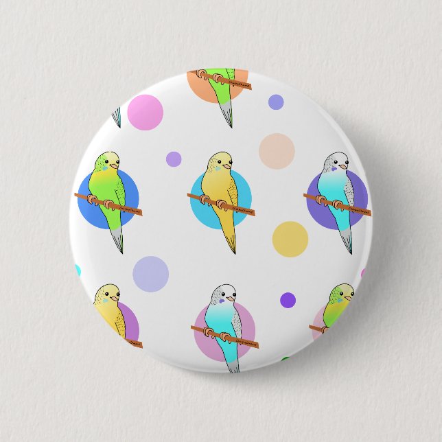 Parakeets & Polka Dots Pattern Button (Vorderseite)