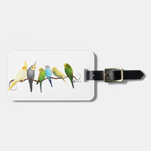 Parakeets u. Cockatiels! Gepäckanhänger (Vorderseite horizontal)