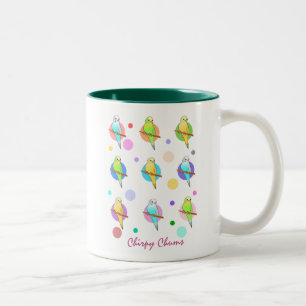 Parakeets u. Tupfen-Muster Zweifarbige Tasse