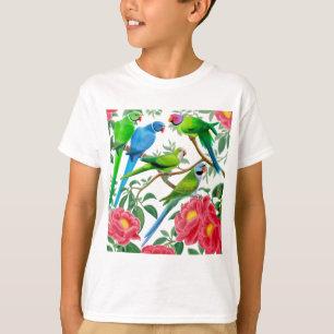 Parakeets und Pfingstrosen T-Shirt