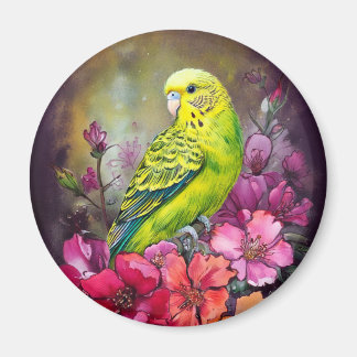 Paraket und Blume Magnet