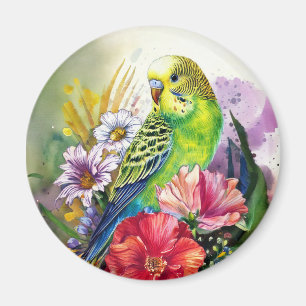 Paraket und Blume Magnet