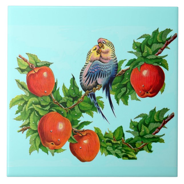 Parakete in Liebe Fliese (Vorderseite)