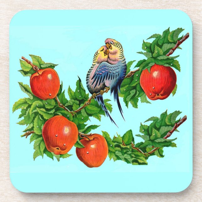 Parakete in Liebe Untersetzer (Vorderseite)