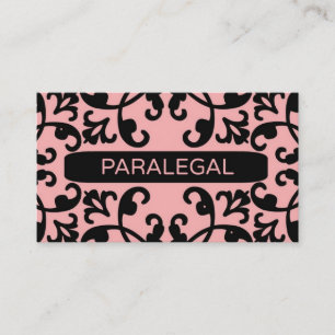 Paralegal Peach Damask Business Card Visitenkarte