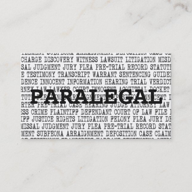 Paralegalische juristische Begriffe Visitenkarte (Vorderseite)