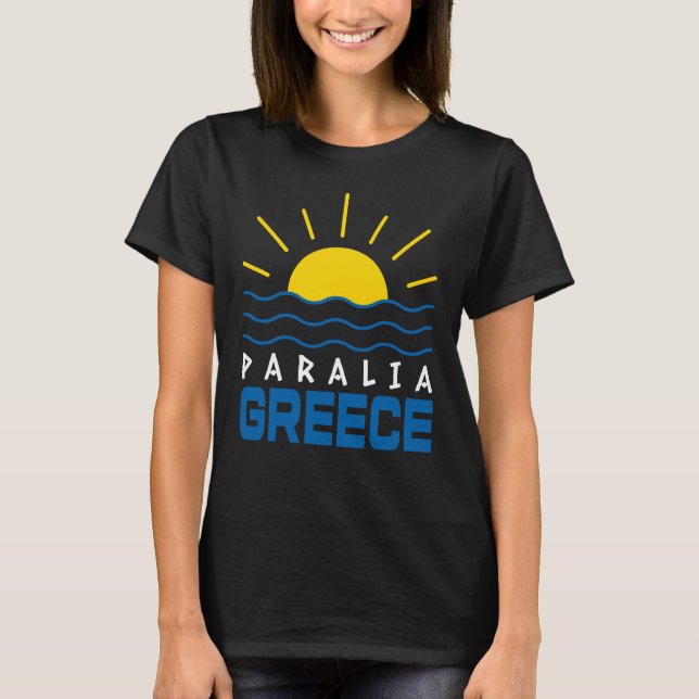 Paralia Griechenland Sonnenschein und Meereswellen T-Shirt (Vorderseite)