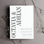 parallel | Moderne Schwarz-Weiß-Typografie Einladung<br><div class="desc">Eine moderne und minimale typografische Hochzeitseinladung,  die Ihre Namen in klassischen schwarzen Serifenschriften zeigt und vertikal auf der links Kartenseite läuft. Personalisieren Sie Ihre Hochzeitsdetails,  die rechts unten ausgerichtet sind.</div>