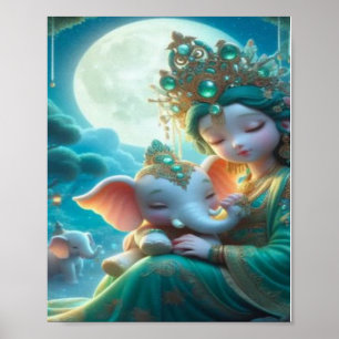 Parallel Reiche Babygöttin und Babyelefone Poster