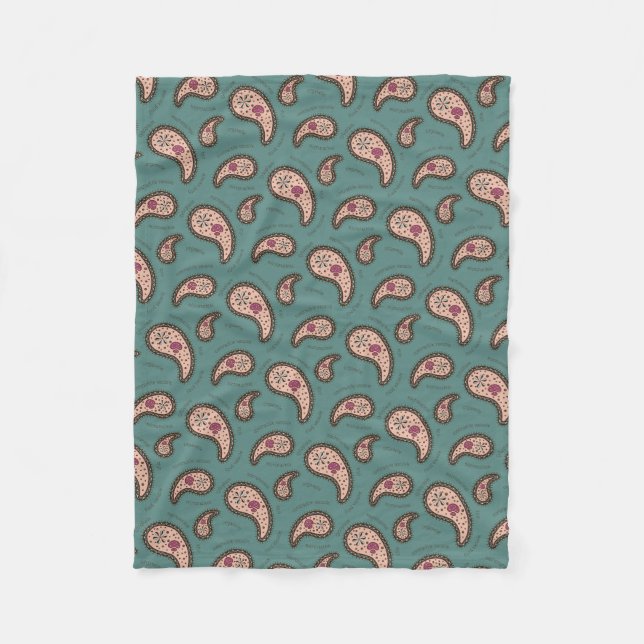 Paramecia Paisley Biology Science Aquamarin Fleecedecke (Vorderseite)