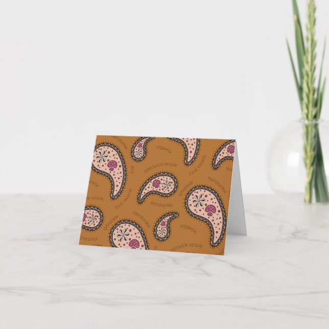 Paramecia Paisley Personalizable Biologie Latte Dankeskarte (Vorderseite)