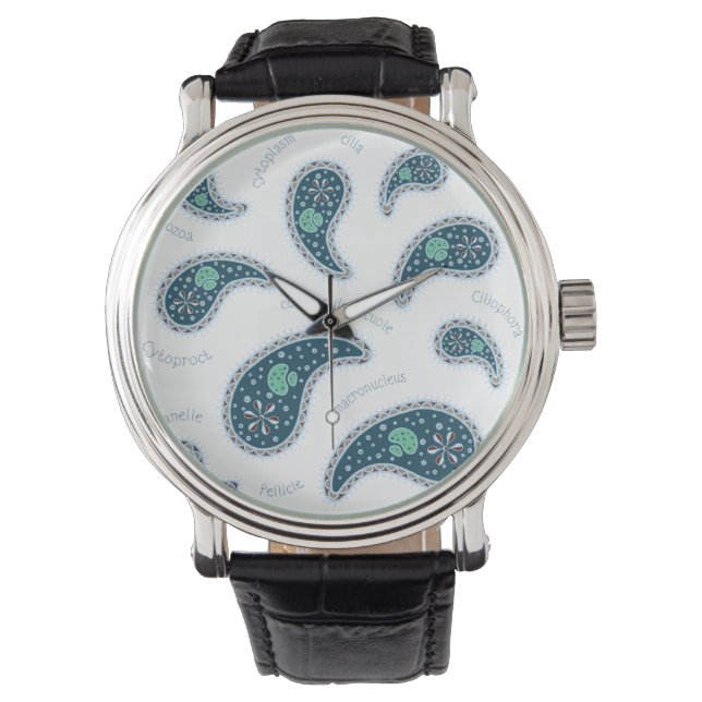 Paramecia Paisley Protozoan Biology Science Armbanduhr (Vorderseite)