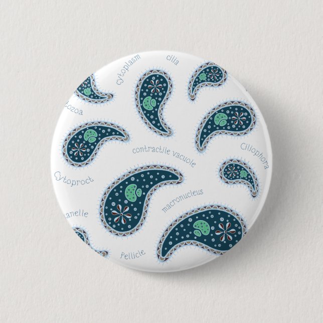 Paramecia Paisley Protozoan Biology Science Button (Vorderseite)