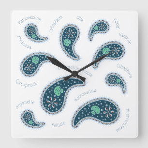 Paramecia Paisley Protozoan Biology Science Light Quadratische Wanduhr