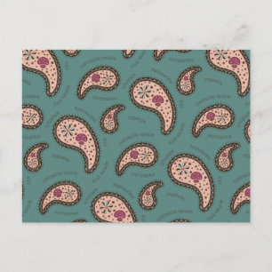 Paramecien Paisley Biologie Wissenschaft Teal Postkarte