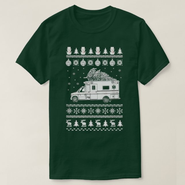 Paramedic Ambulance Ugly Christmas Sweater Holiday T-Shirt (Design vorne)