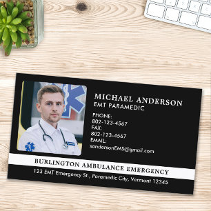 Paramedic Custom EMS EMT Emergency Ambulance Foto Visitenkarte