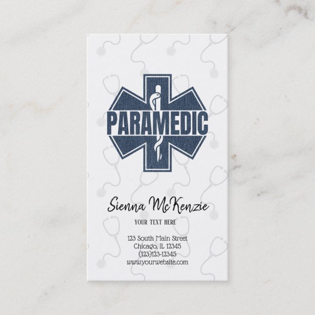 Paramedic Denim Textur Visitenkarte (Vorderseite)