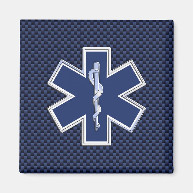 Paramedic des Lebens auf dem blauen Kohlenstoff-Fa Magnet (Vorne)