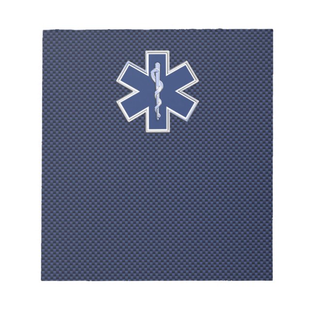 Paramedic des Lebens auf dem blauen Kohlenstoff-Fa Notizblock (Vorderseite)