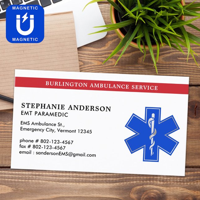 Paramedic EMS EMT Medical Emergency Star Magnetische Visitenkarte (Von Creator hochgeladen)