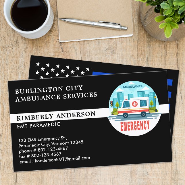 Paramedic EMT Ambulance Service Custom Emblem Logo Visitenkarte (Von Creator hochgeladen)
