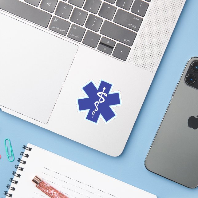 Paramedic EMT EMS Symbol Kiss-Cut Aufkleber (Laptop mit iPhone)