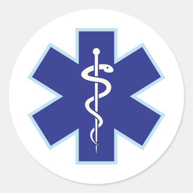 Paramedic EMT EMS Symbol Runder Aufkleber (Vorderseite)