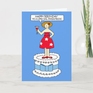 Paramedic Happy Birthday Cartoon Dame Karte