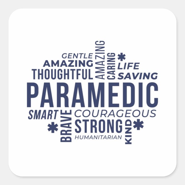 Paramedic Hero Quadratischer Aufkleber (Vorderseite)