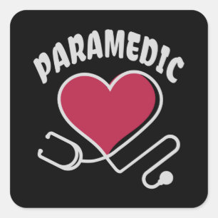 Paramedic Stethoskop mit Herz Quadratischer Aufkleber