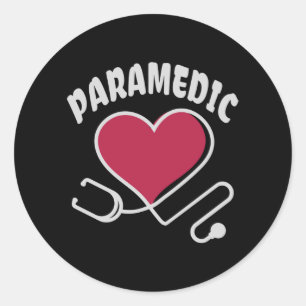 Paramedic Stethoskop mit Herz Runder Aufkleber