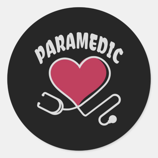 Paramedic Stethoskop mit Herz Runder Aufkleber (Vorderseite)