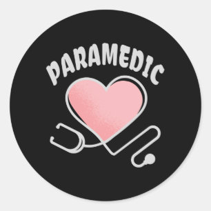 Paramedic Stethoskop mit Herz Runder Aufkleber