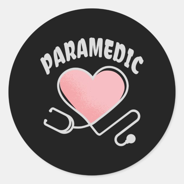 Paramedic Stethoskop mit Herz Runder Aufkleber (Vorderseite)