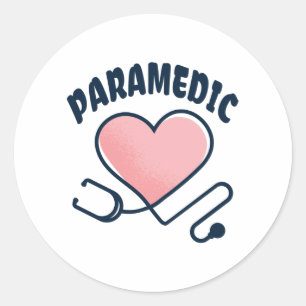 Paramedic Stethoskop mit Herz Runder Aufkleber