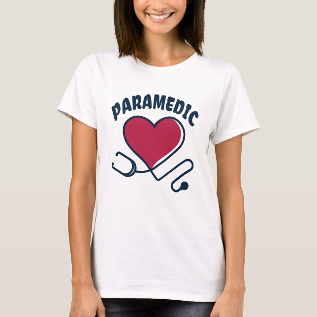 Paramedic Stethoskop mit Herz T-Shirt (Vorderseite)