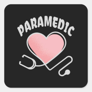 Paramedic Stethoskop mit Herzklopfen Quadratischer Aufkleber
