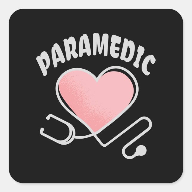 Paramedic Stethoskop mit Herzklopfen Quadratischer Aufkleber (Vorderseite)