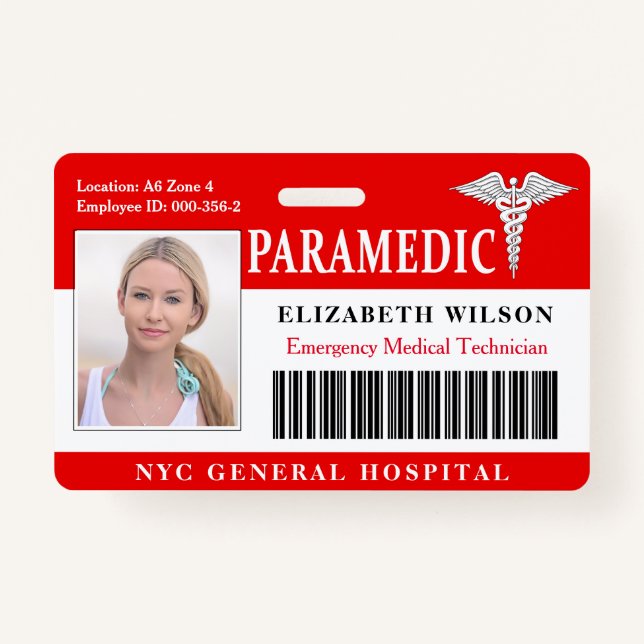 paramedisch| Foto-ID des Krankenhauses Medizinisch Ausweis (Vorderseite)