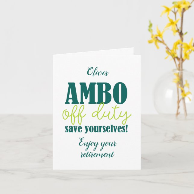 Paramedizin und Ambo Funny Off Duty Retirement Karte (Gelbe Blume)