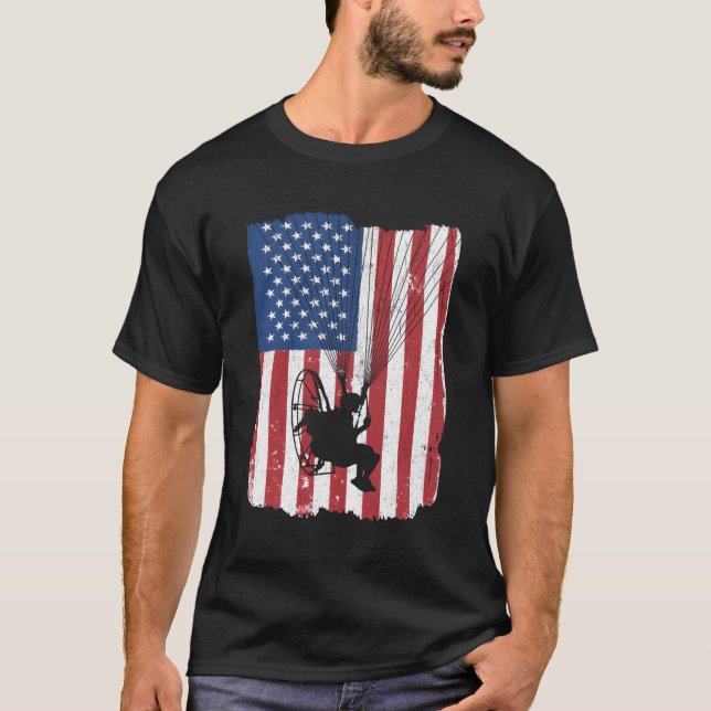 Paramotor Pilot Powered Paraglider US American Fl T-Shirt (Vorderseite)
